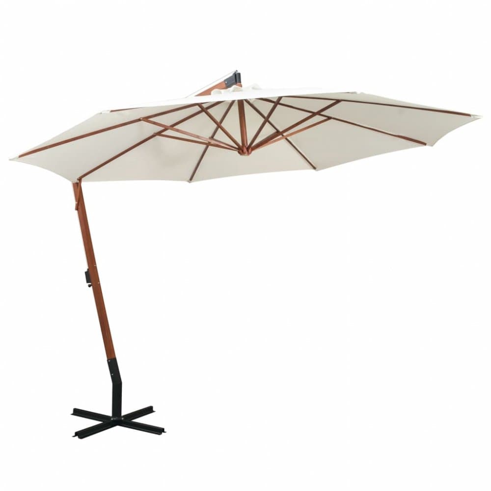 Závesný slnečník s drevenou tyčou Ø 350 cm