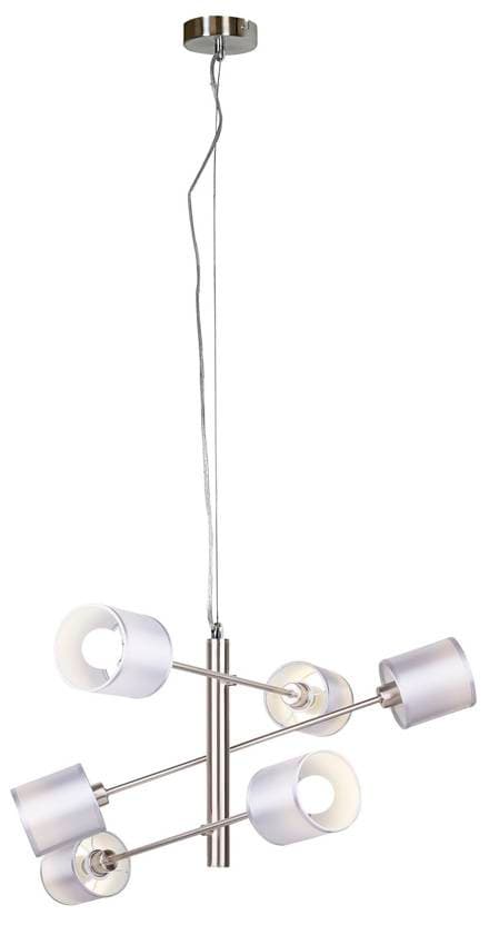 Závesná lampa, výškovo nastaviteľná, saténová, 6x40W, Saxofón