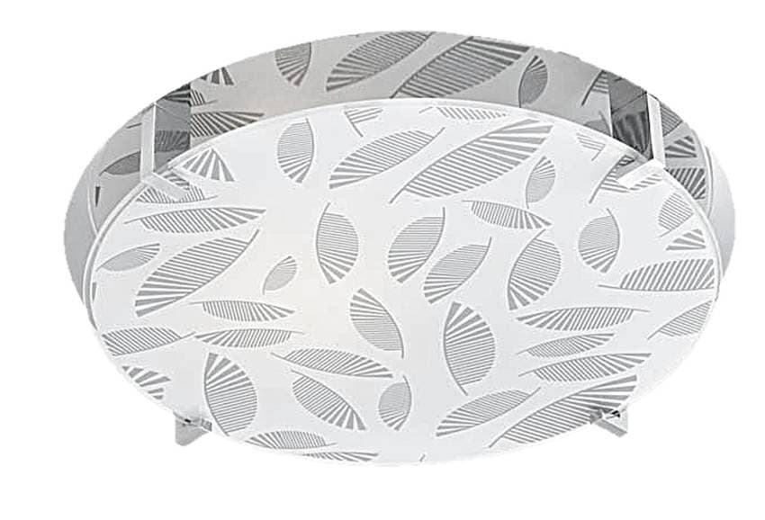Stropné svietidlo chróm/biele okrúhle 30cm Fikus