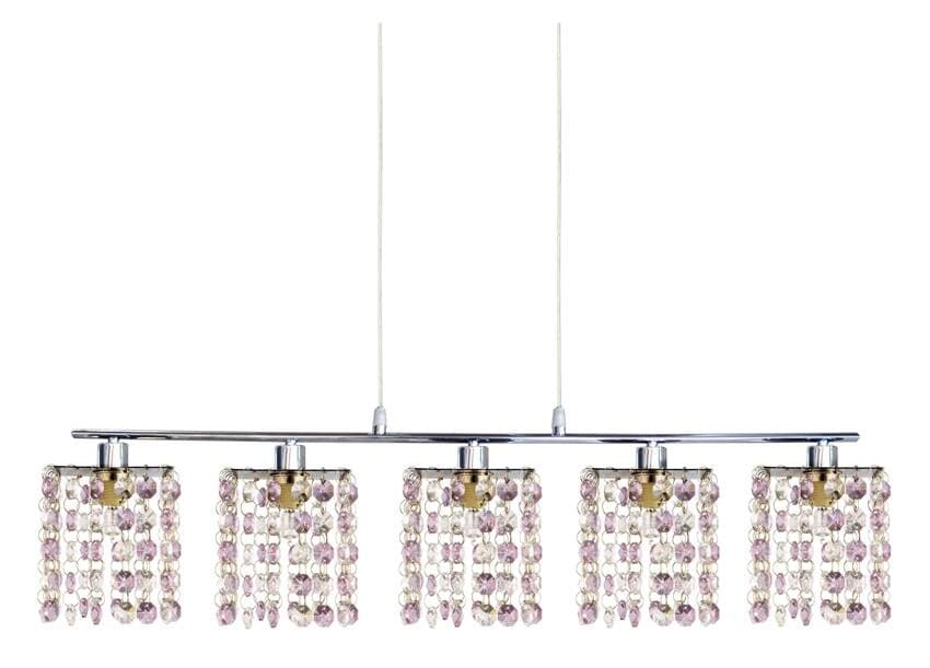 Závesná lampa chróm/fialové kryštály 5x40W G9 Classic