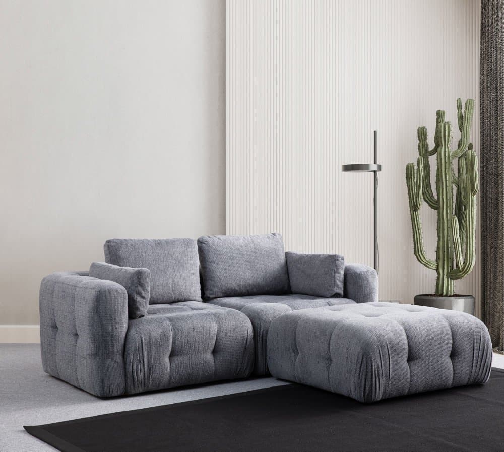 Rohová sedacia súprava / Rohová pohovka Amaris 2 Seater With Pouffe - Grey 1