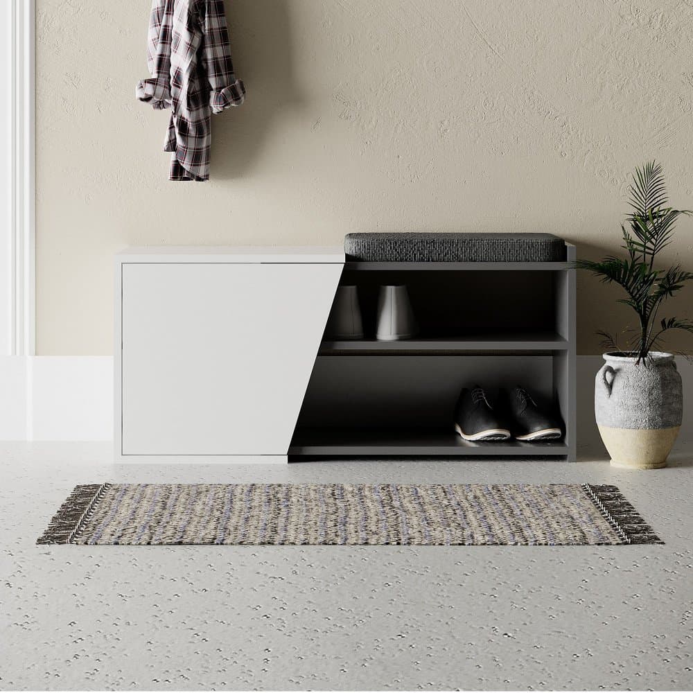 Skrinka na topánky / Botník Fiona Bench - Anthracite, White 1