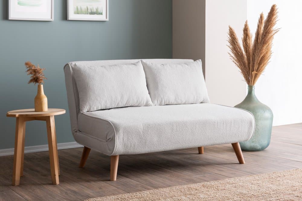 Dvojmiestna rozkladacia pohovka Folde 2-Seater - Teddy Fabric - White 1