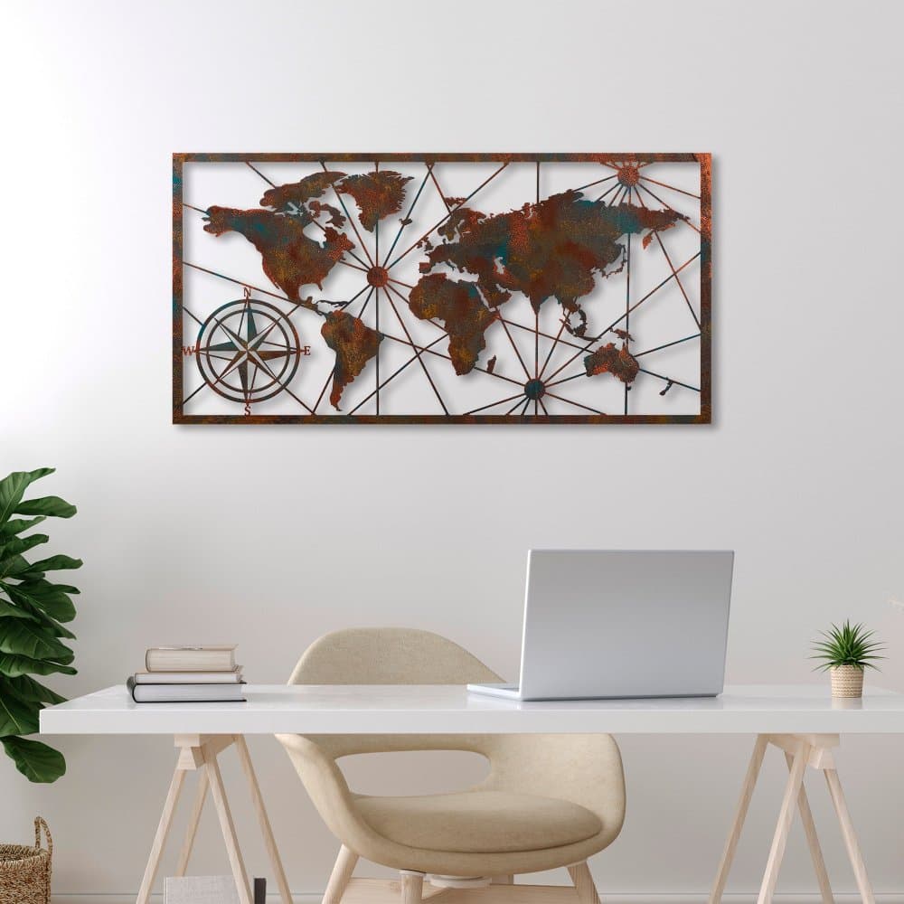 Dekoratívny kovový doplnok na stenu World Map Large - 2