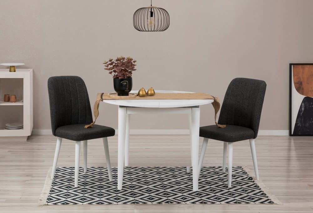 Jedálenský set s rozkladacím stolom a stoličkami (3 kusy) Vina 1053 - White, Anthracite 1