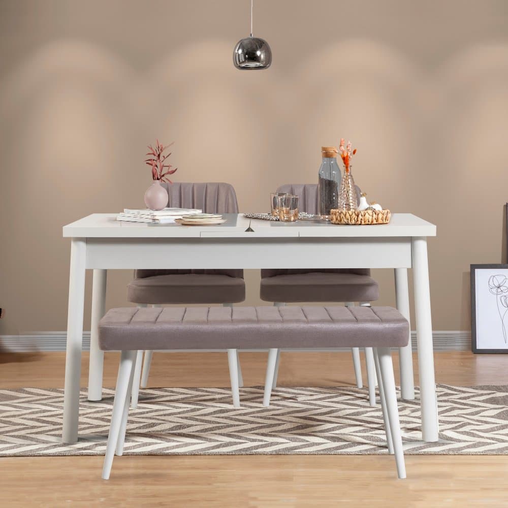 Jedálenský set s rozkladacím stolom a stoličkami (4 kusy) Santiago White-Soho Grey