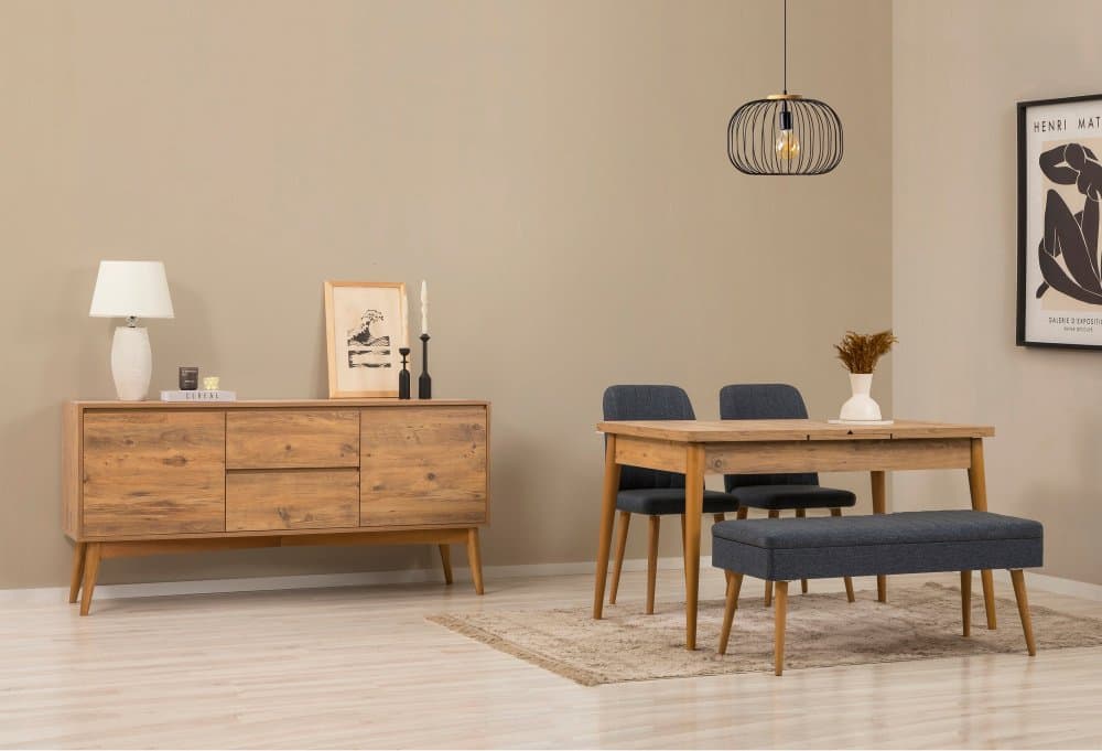 Set s rozkladacím stolom, stoličkami a konzolou (5 kusov) Vina 02 1048 - Atlantic Pine, Dark Blue