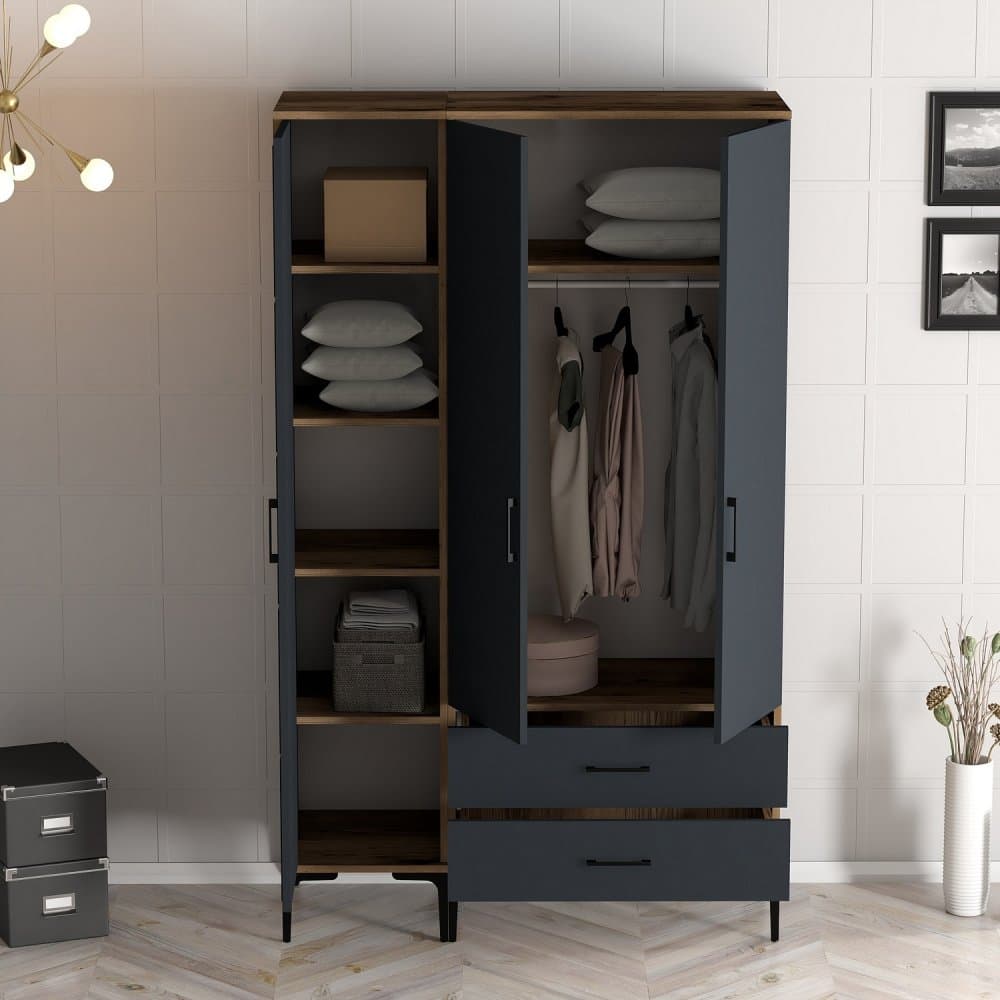 Šatníková skriňa Kumsal RT - Walnut, Anthracite 1