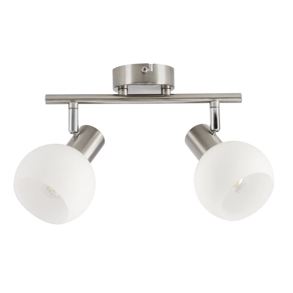 NOVO lampa sufitowa listwa satyna nikiel 2x40W E14 klosz biały