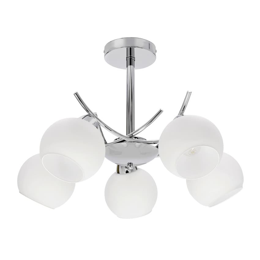 Závesná lampa AMOS Chróm 5x40W E27 biele tienidlo 1