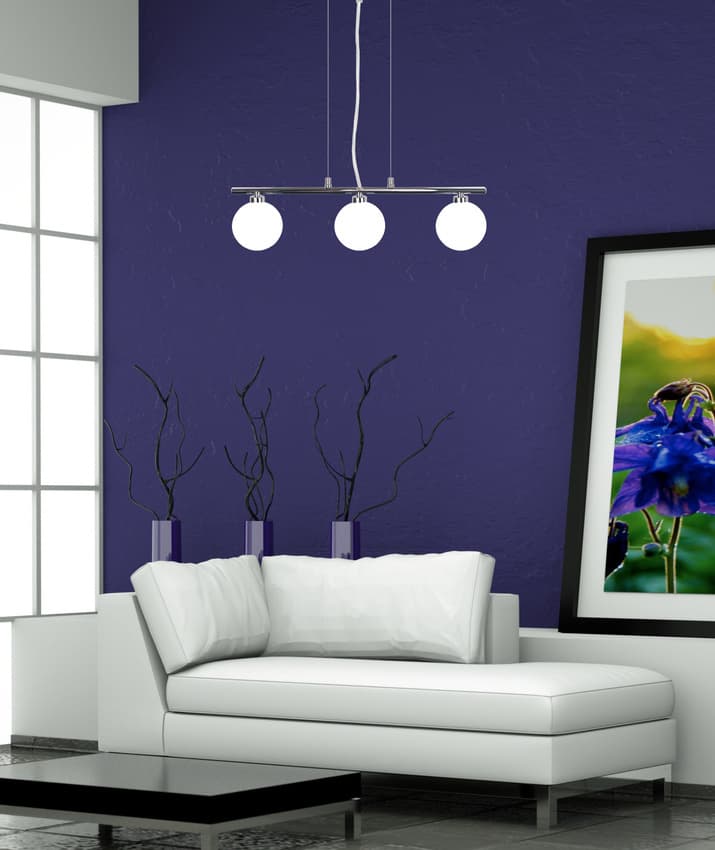 Závesná lampa chróm/biela guľa 3 RAISA 1