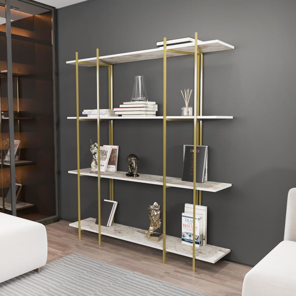 Knižnica Moss - White, Gold 1