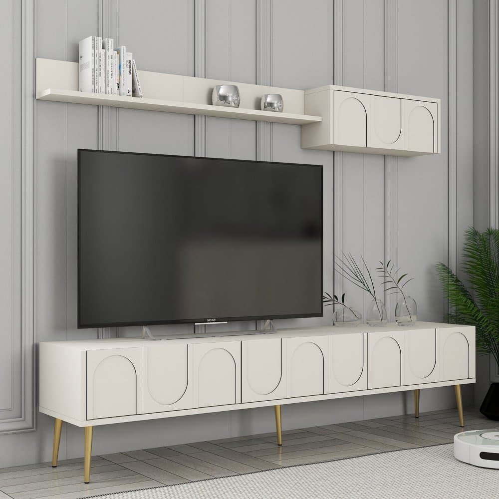 TV skrinka / Obývacia stena Lyon 2 - Cream, Gold 1