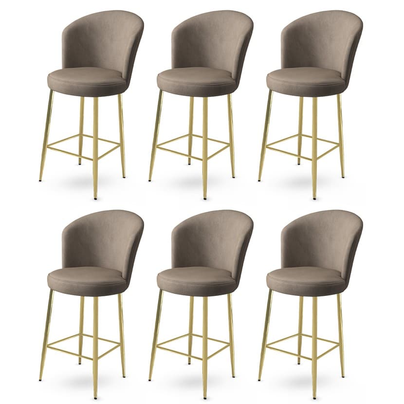 Bar Stool Set (6 Pieces) Alte - Cappuccino, Gold 1
