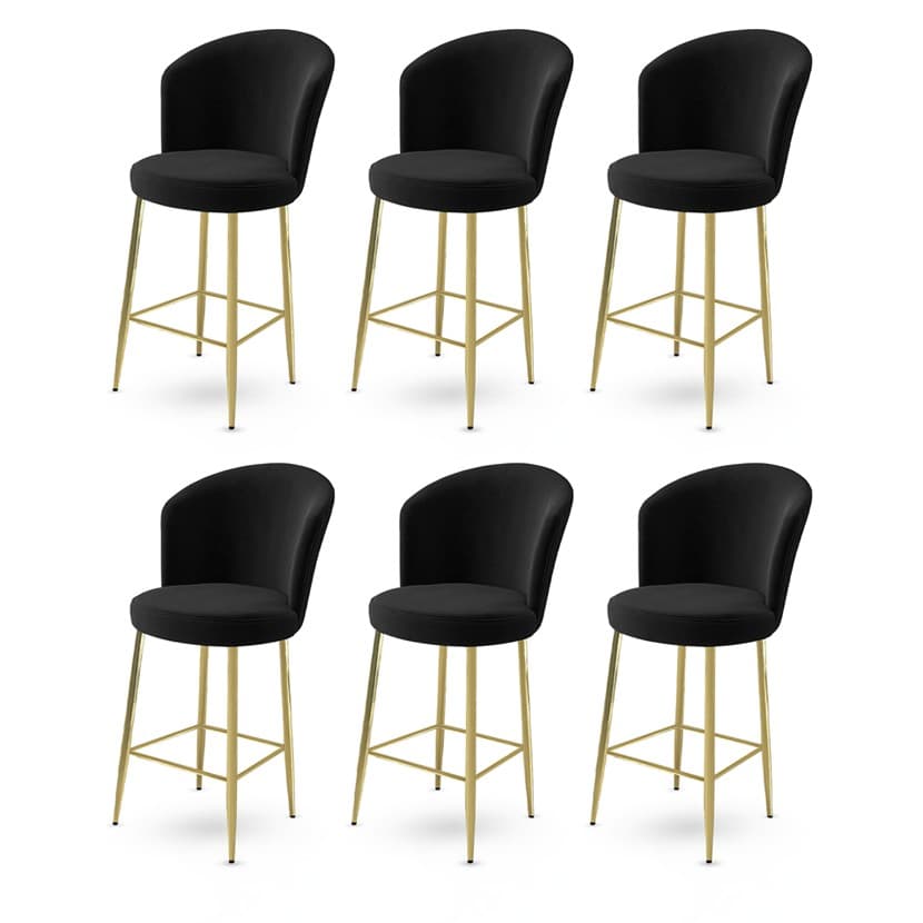 Bar Stool Set (6 Pieces) Fora - Black, Gold 1