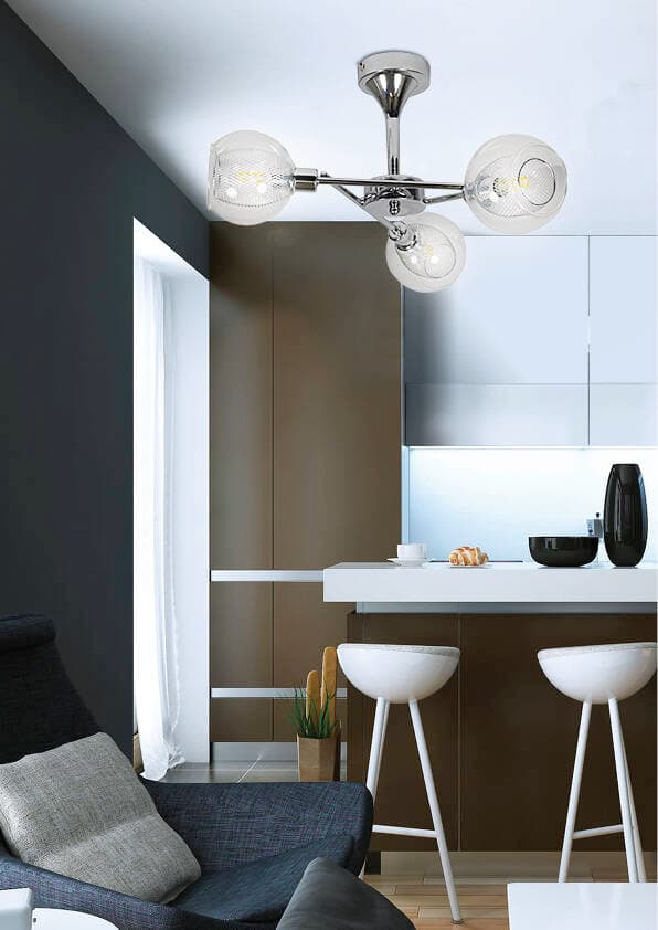 Bezfarebná závesná lampa s chrómovým košom Ozzo
