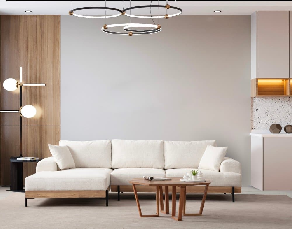 Rohová sedacia súprava / Rohová pohovka Eti Oak Left - White 1