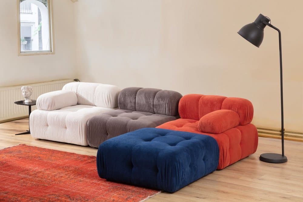Rohová sedacia súprava / Rohová pohovka Doblo 3 Seater with Pouffe ( L1-O1-1R-Pouffe) - Multicolor 1
