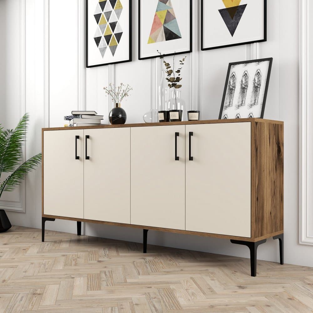 Konzolový stolík Kiev 160 - Walnut, Cream
