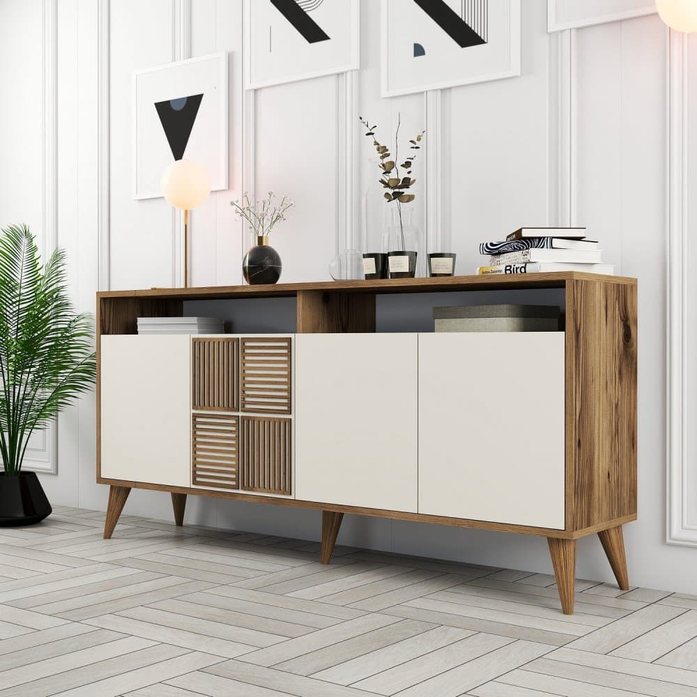 Konzolový stolík Milan 160 - Walnut, Cream 1