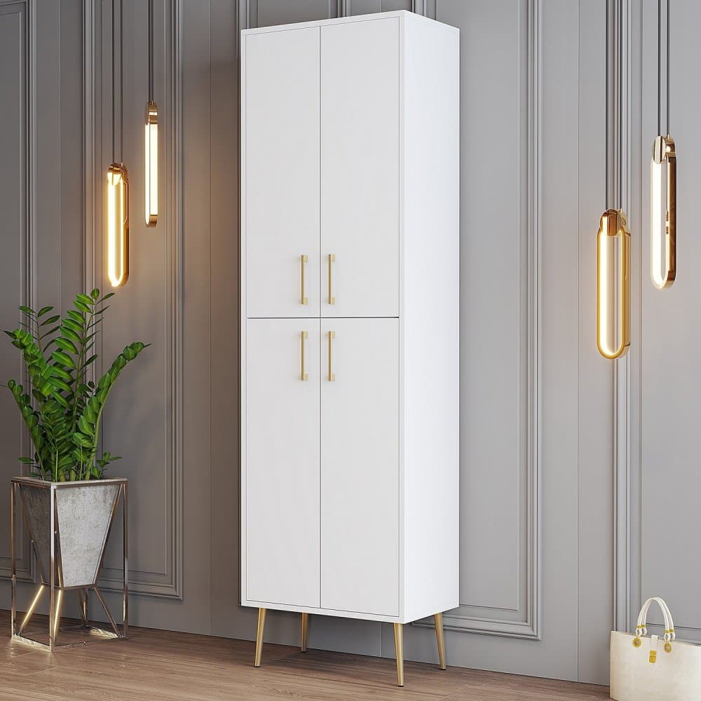 Skrinka na topánky / Botník Berlin A - White, Gold