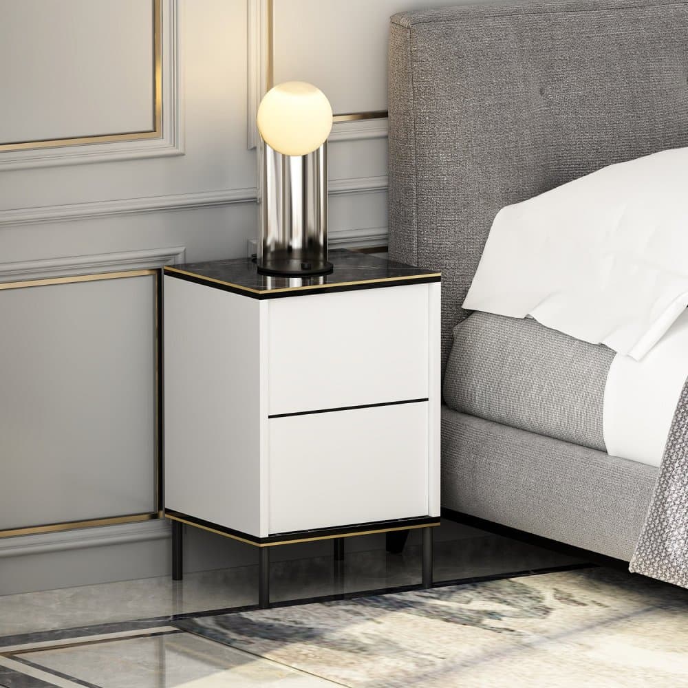 Nočný stolík Imaj - White, Marble 1