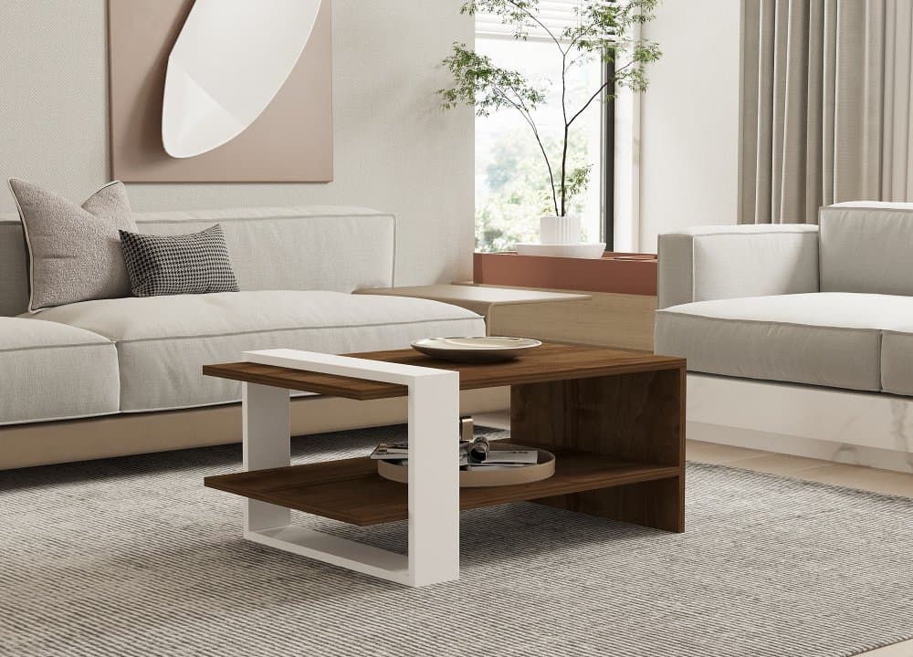Konferenčný stolík Gaye - Walnut, White 1