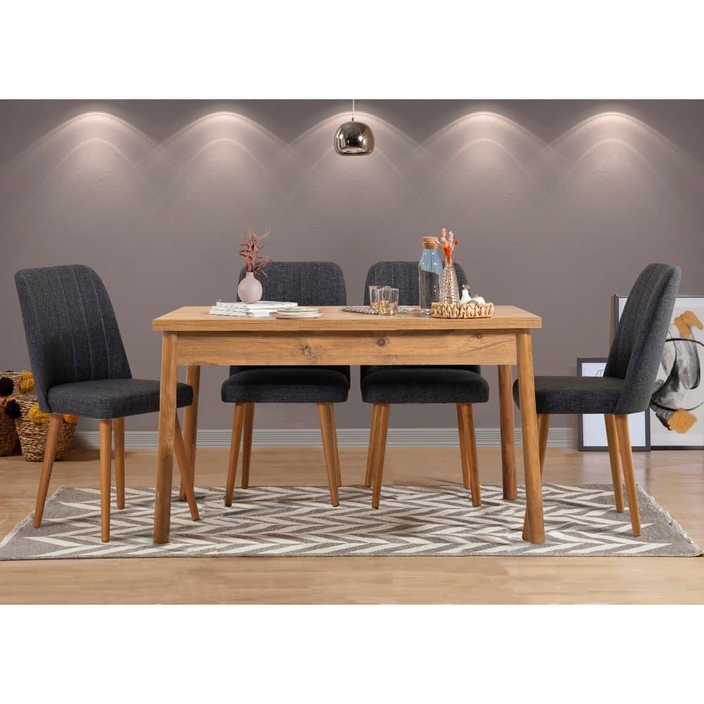 Jedálenský set s rozkladacím stolom a stoličkami (5 kusov) Santiago Atlantic Anthracite 1