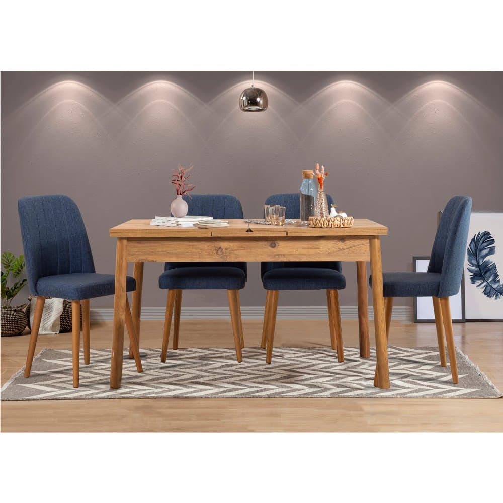 Jedálenský set s rozkladacím stolom a stoličkami (5 kusov) Santiago Atlantic Navy Blue V2