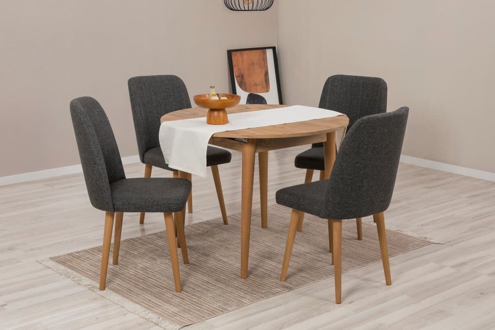 Jedálenský set s rozkladacím stolom a stoličkami (5 kusov) Vina 1053 - Atlantic Pine, Anthracite