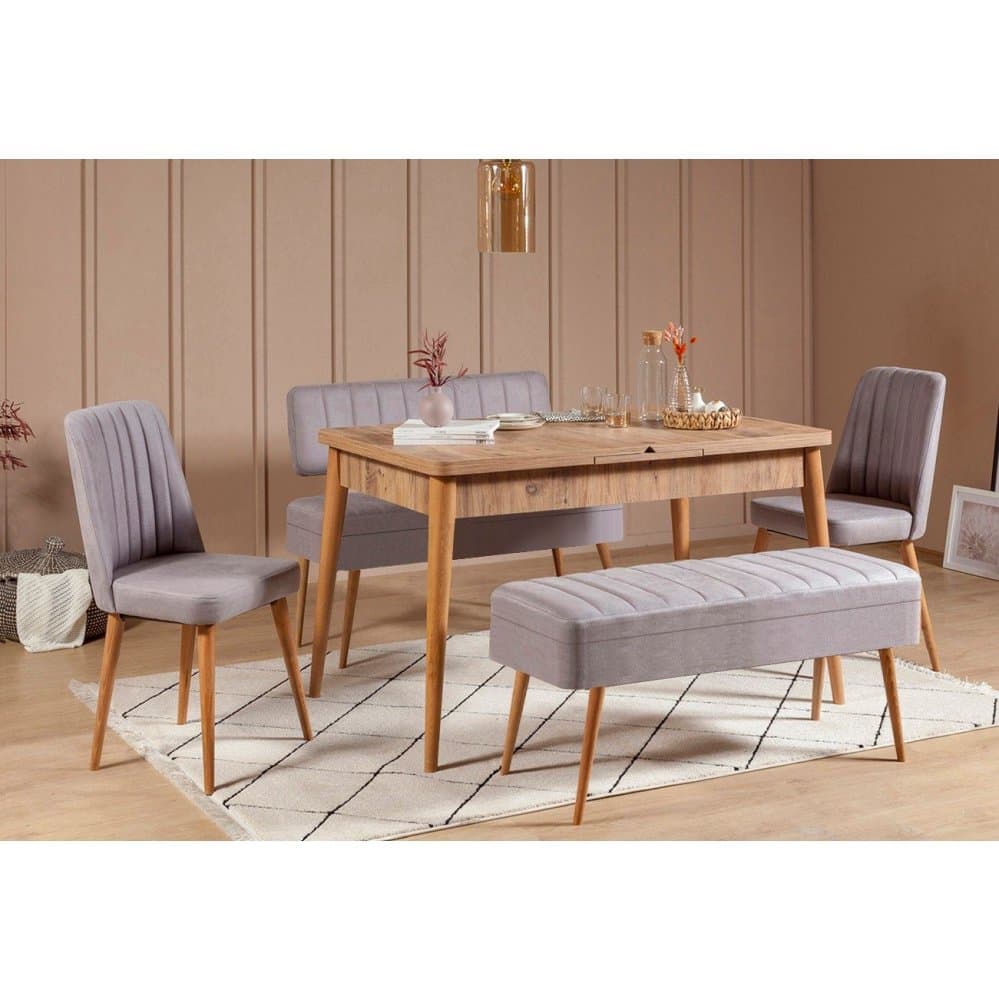 Jedálenský set s rozkladacím stolom a stoličkami (5 kusov) Vina 0701 - 4 - Atlantic, Grey 1