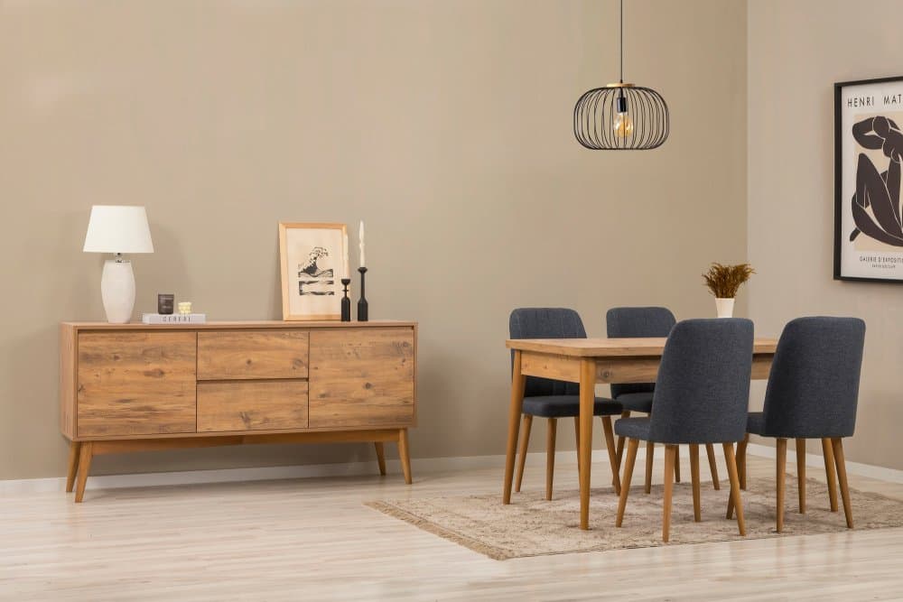 Set s rozkladacím stolom, stoličkami a konzolou (6 kusov) Vina 01 1048 - Atlantic Pine, Dark Blue 1