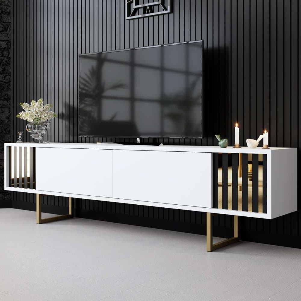 TV stolík Gold Line - White, Gold 1
