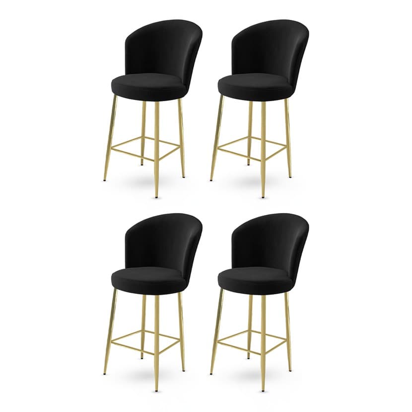 Bar Stool Set (4 Pieces) Fora - Black, Gold 1