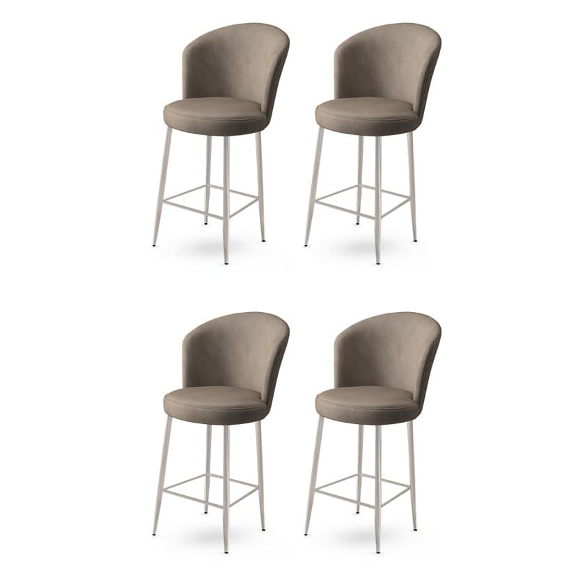 Bar Stool Set (4 Pieces) Fora - Cappuccino, Chrome 1