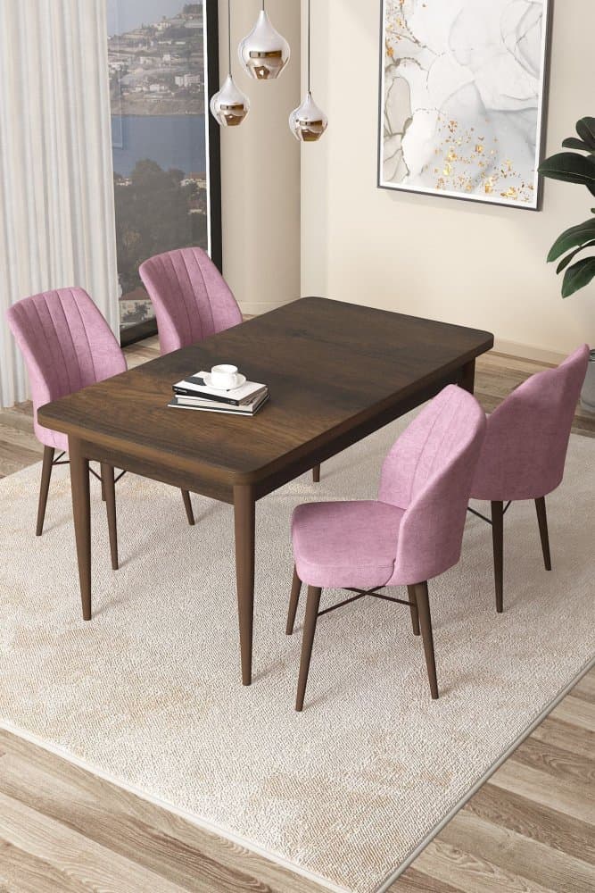 Dining Table & Chairs Set (5 Pieces) Arp - Baroque, Pink 1