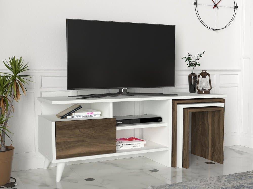 TV skrinka / Obývacia stena Nature - White, Walnut 1
