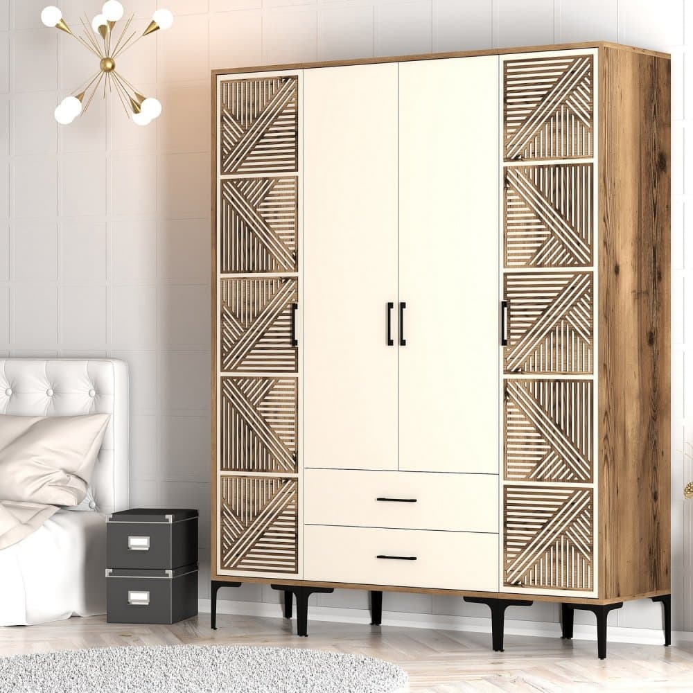 Šatníková skriňa Kumsal PTP - Walnut, Cream 1