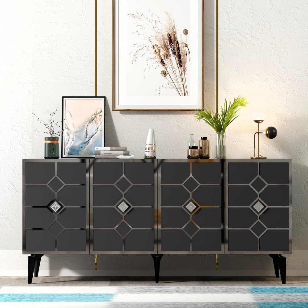 Konzolový stolík Cagla - Anthracite, Silver 1