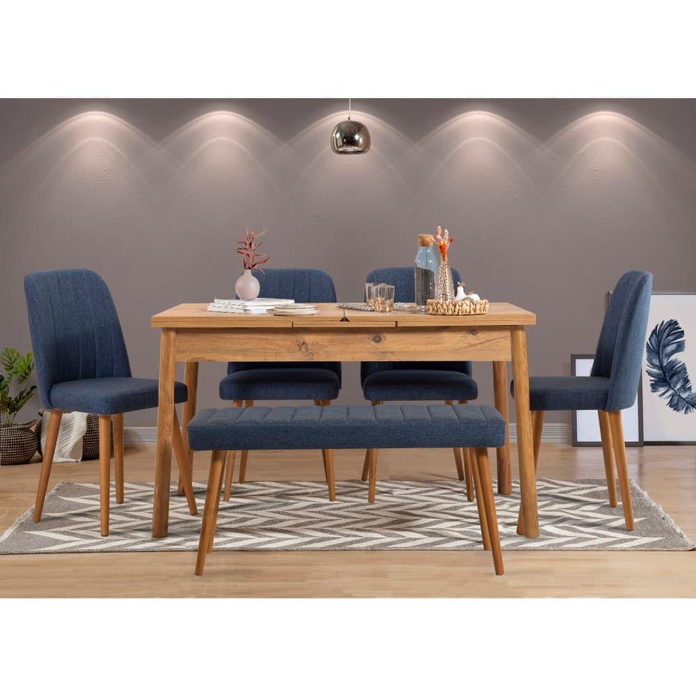 Jedálenský set s rozkladacím stolom a stoličkami (6 kusov) Santiago Atlantic Dark Blue 1