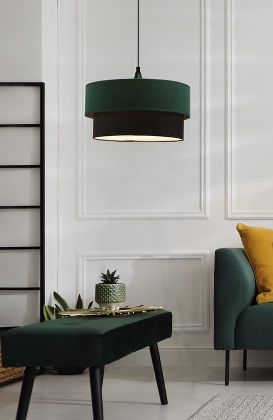 Závesná lampa Solanto fľaškovo zelená + čierna 1x60 e27 tienidlo duo 35+30
