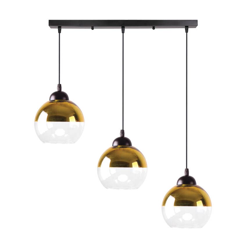 Závesná lampa Contessa čierna 3x40 E27 zlaté tienidlo