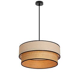 Závesná lampa LORENZO čierna 1x60W E27 krémové tienidlo s čiernym lemom 1
