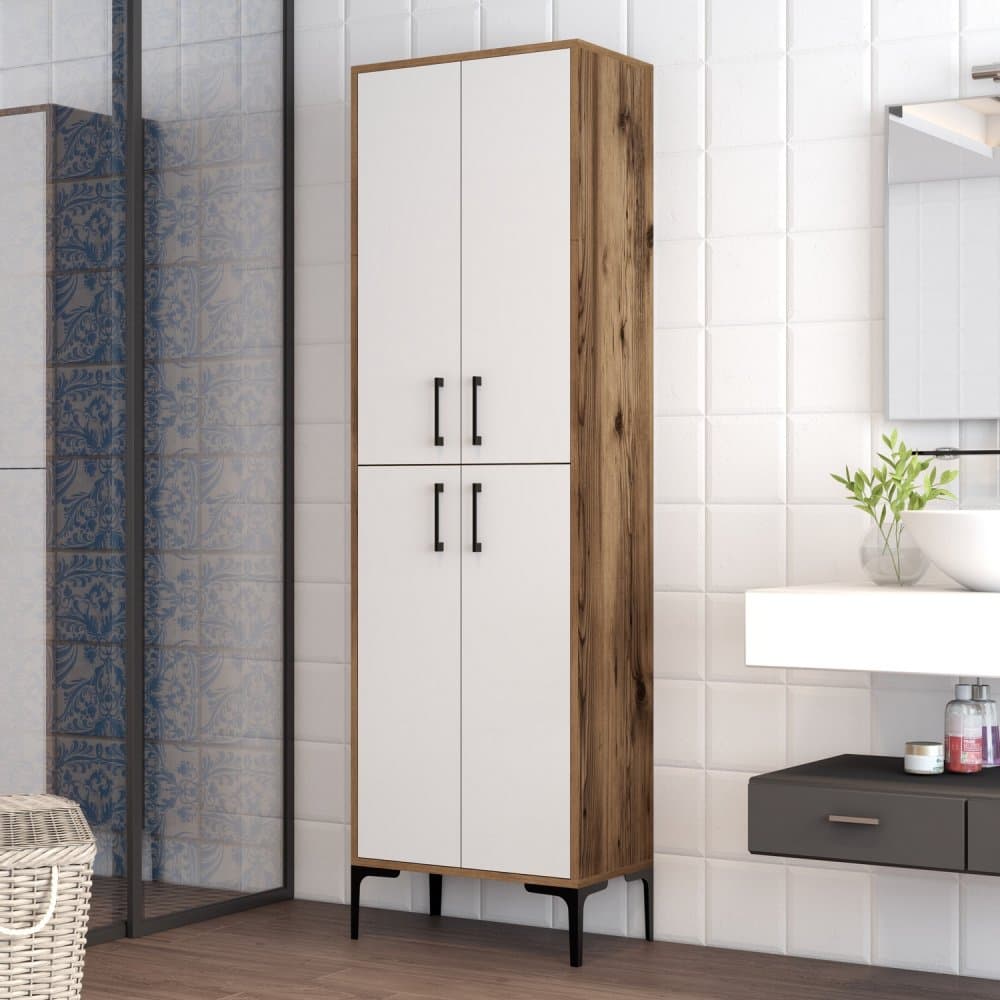 Viacúčelová skrinka Berlin A - Walnut, White 1