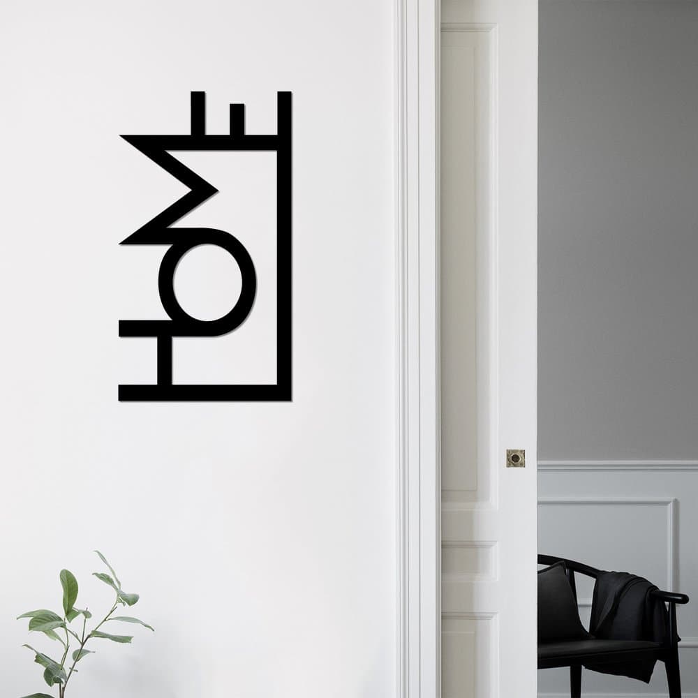 Dekoratívny kovový doplnok na stenu Home - Black