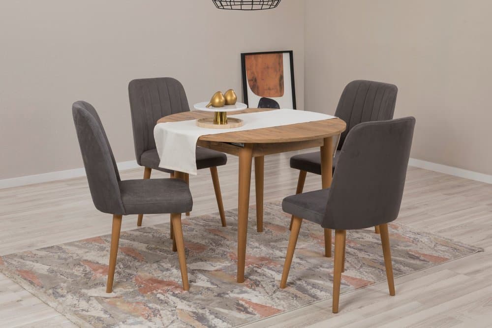 Jedálenský set s rozkladacím stolom a stoličkami (5 kusov) Vina 1501 - Atlantic Pine, Anthracite 1