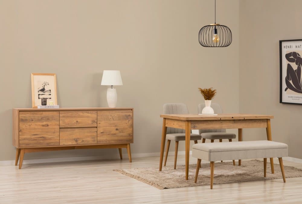 Set s rozkladacím stolom, stoličkami a konzolou (5 kusov) Vina 02 1005 - Atlantic Pine, Cream 1