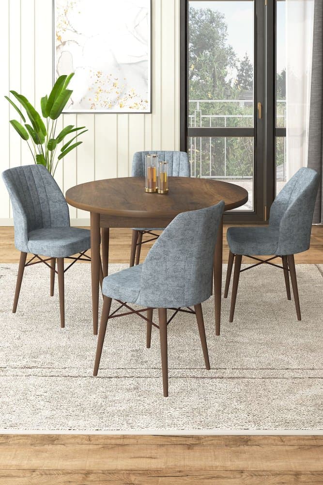 Dining Table & Chairs Set (5 Pieces) Rox - Baroque, Grey 1