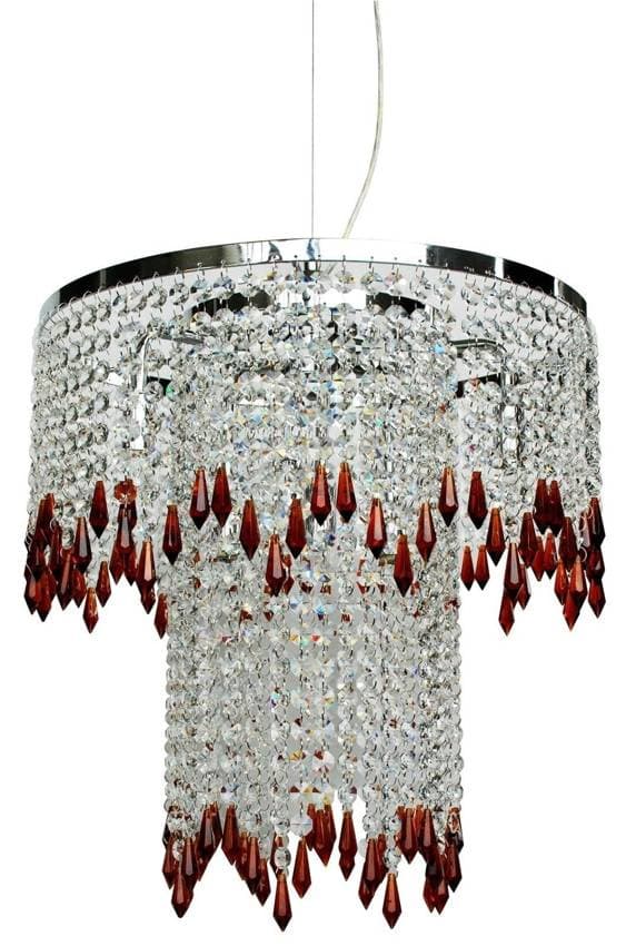 Závesná lampa chróm/jantárová 6 Viedeň