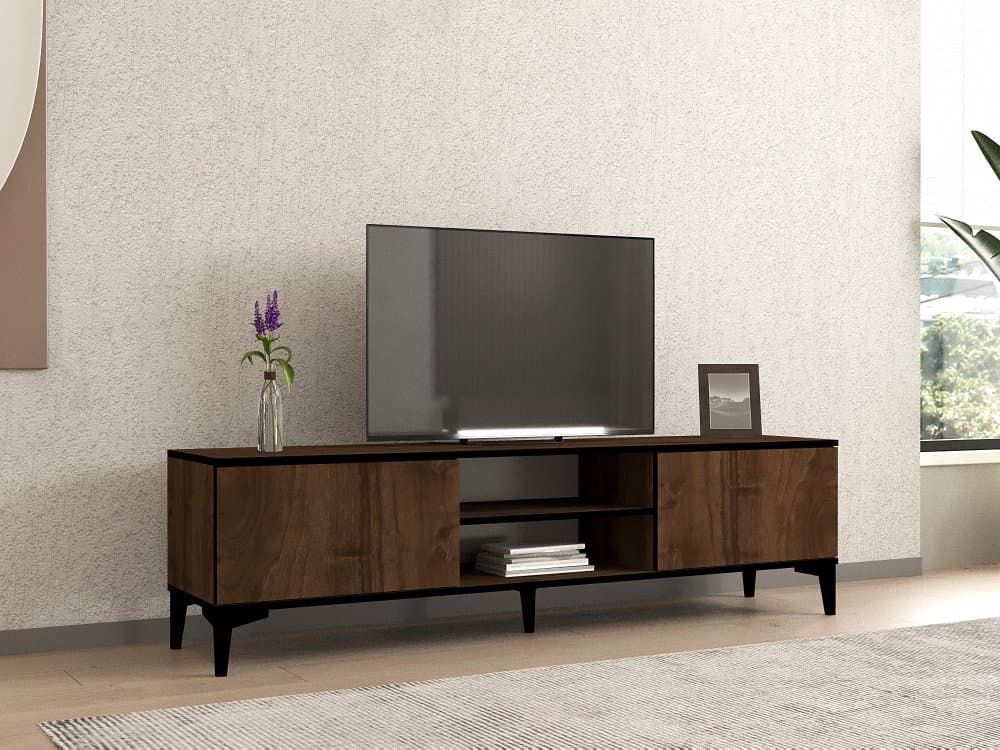 TV stolík Erem - Walnut, Black